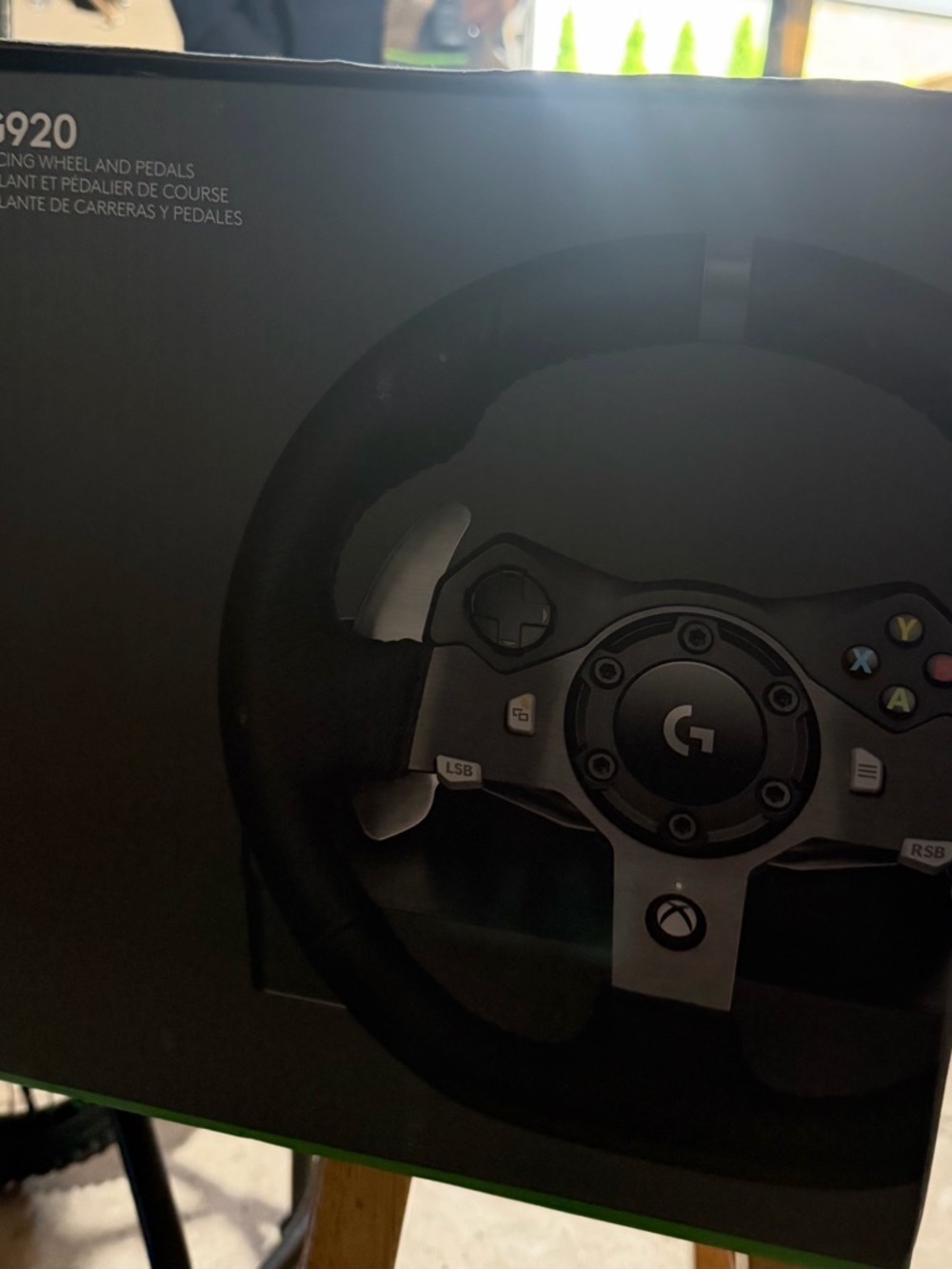 Logitech G920 Racing Wheel — Black and Silver Controls